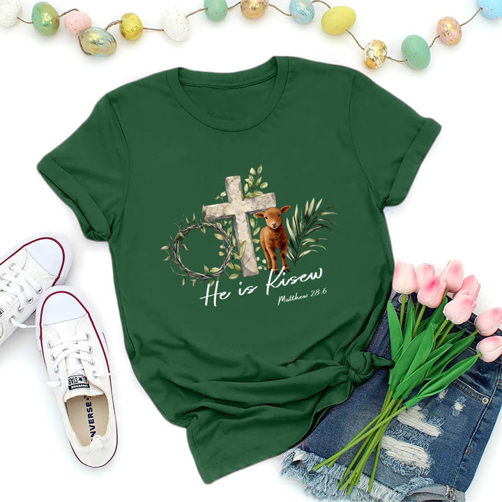 Christianartworkshop Maglietta Premium "È Risorto" Matteo 28:6 - Verde scuro - 2XL - image 0