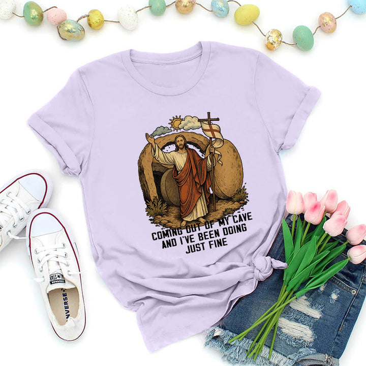 Christianartworkshop Maglietta Premium Resurrection Cave Christ - Viola - 2XL - image 2