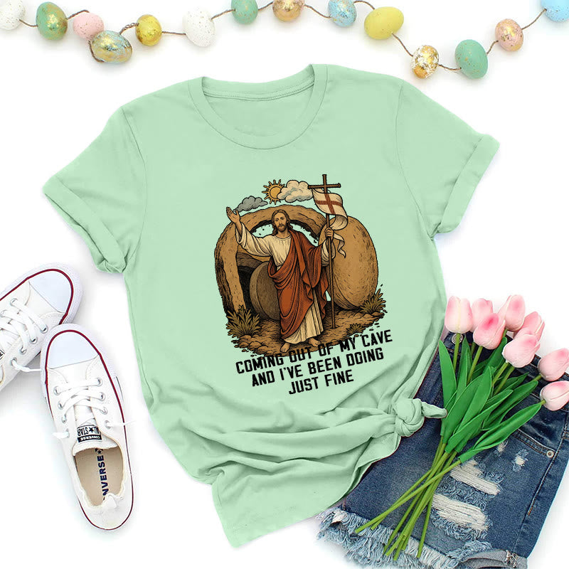 Christianartworkshop Maglietta Premium Resurrection Cave Christ - Verde chiaro - 2XL - image 3