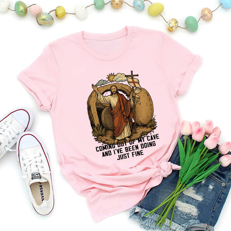 Christianartworkshop Maglietta Premium Resurrection Cave Christ - Rosa - 2XL - image 6