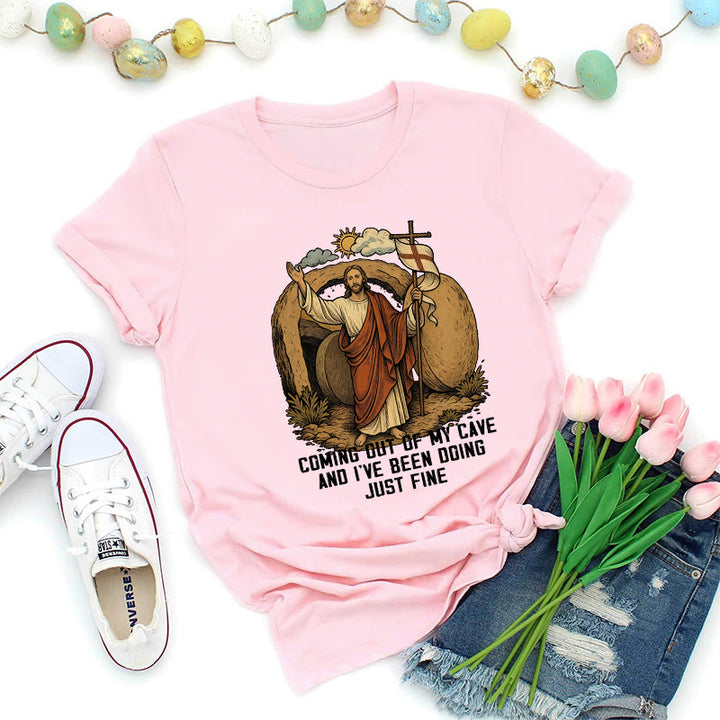 Christianartworkshop Maglietta Premium Resurrection Cave Christ - Rosa - 2XL - image 6