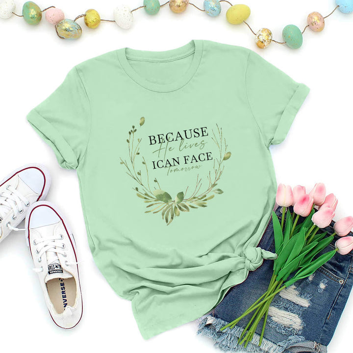 Christianartworkshop Perché vive la ghirlanda verde Premium T-shirt - Verde chiaro - 2XL - image 4