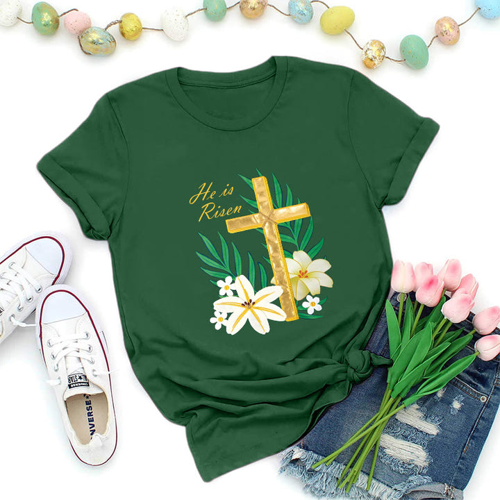 Christianartworkshop Maglietta con croce dorata e gloria della Resurrezione - Verde scuro - 2XL - image 8