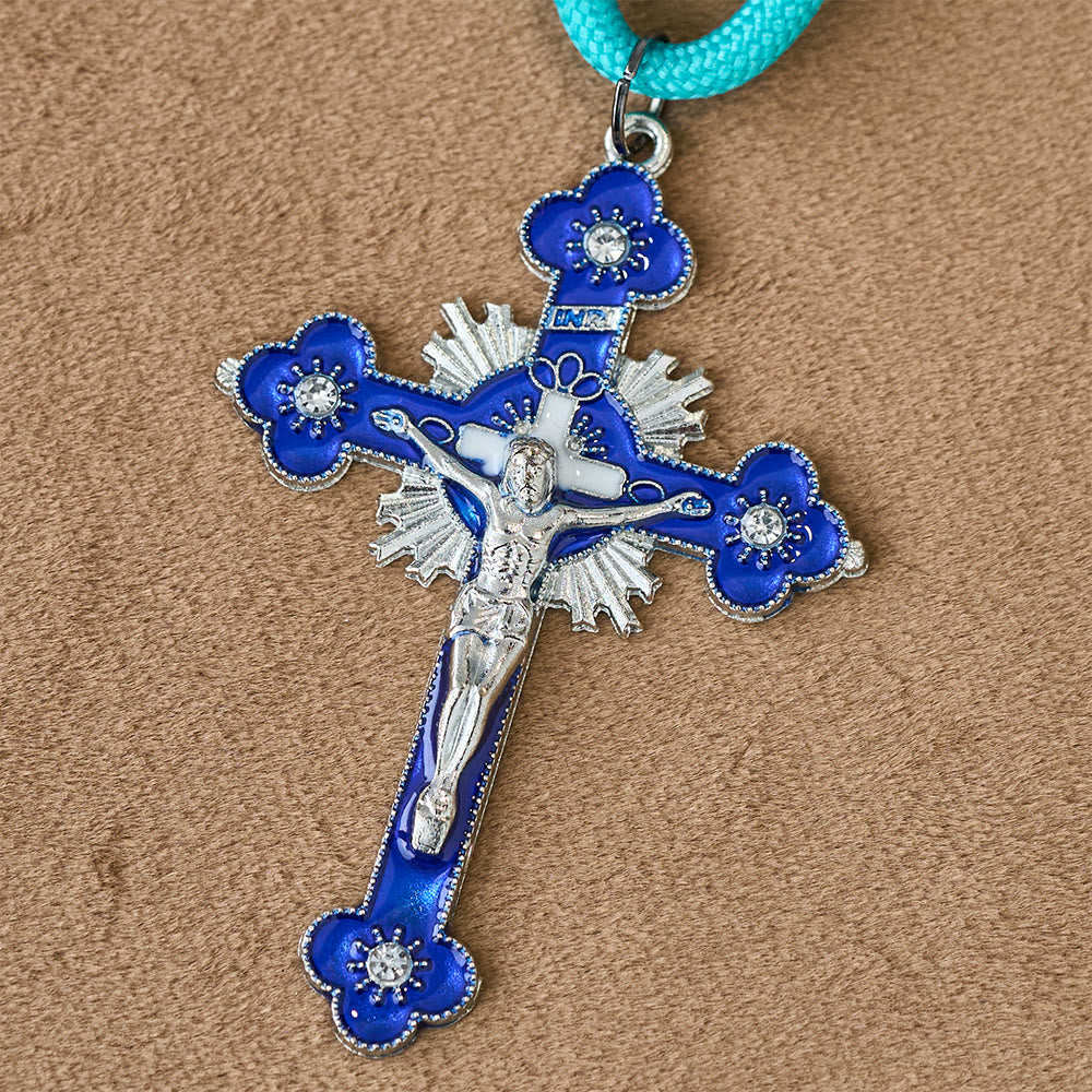 Christianartworkshop Rosario tascabile in paracord di lapislazzuli con guardiano di San Michele - image 6