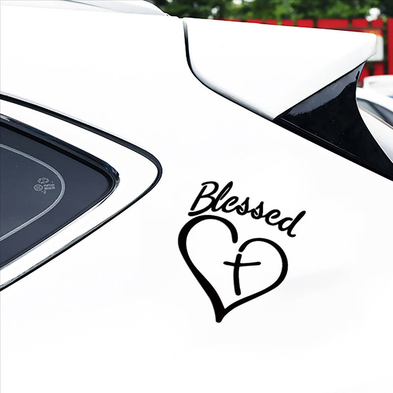 Christianartworkshop Adesivo per auto con Cuore Benedetto e Croce: un gentile invito a fermarsi e pregare - image 1