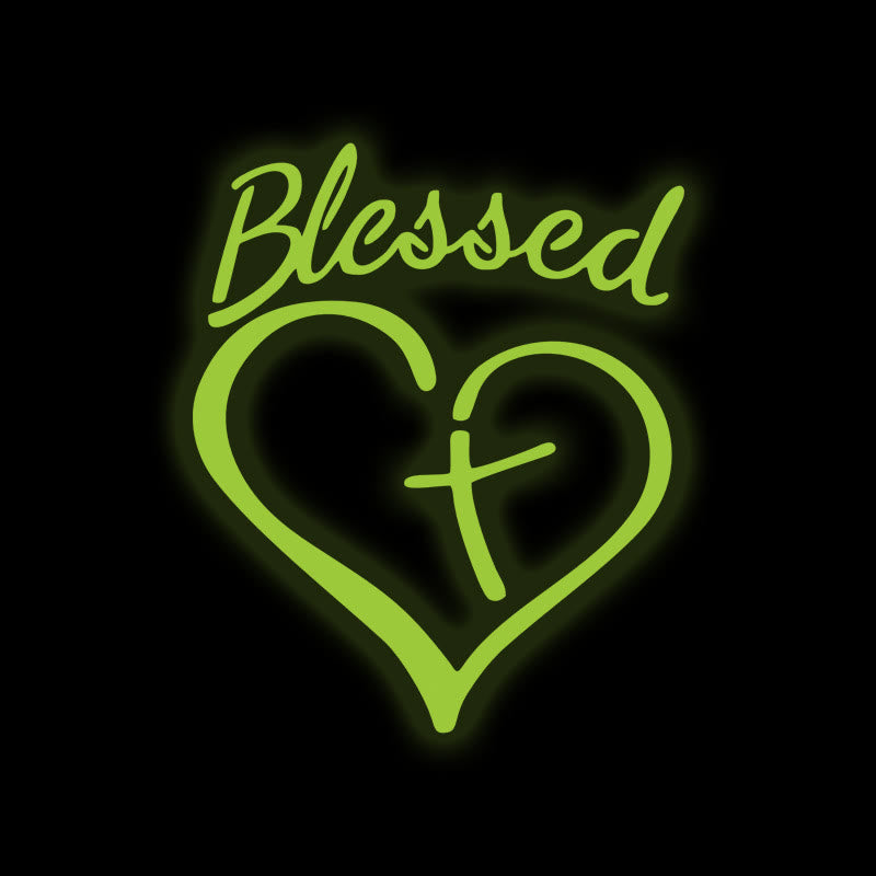 Christianartworkshop Adesivo per auto con Cuore Benedetto e Croce: un gentile invito a fermarsi e pregare - Verde neon - Set da 10 - image 13