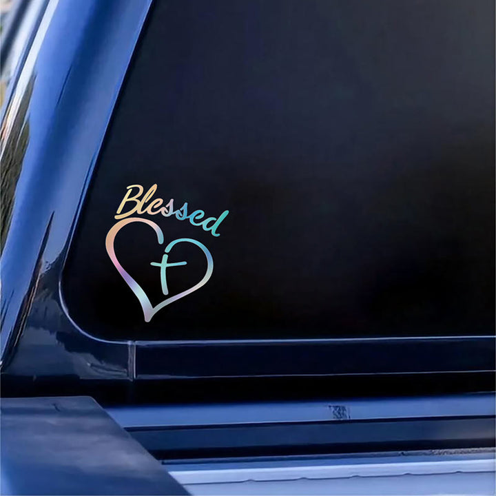 Christianartworkshop Adesivo per auto con Cuore Benedetto e Croce: un gentile invito a fermarsi e pregare - Laser - Set da 10 - image 6
