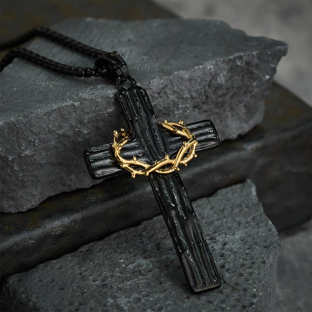 Christianartworkshop Collana con ciondolo a forma di croce con corona di spine di Gesù in stile moderno e protezione sacra - image 8