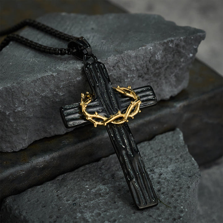 Christianartworkshop Collana con ciondolo a forma di croce con corona di spine di Gesù in stile moderno e protezione sacra - image 8