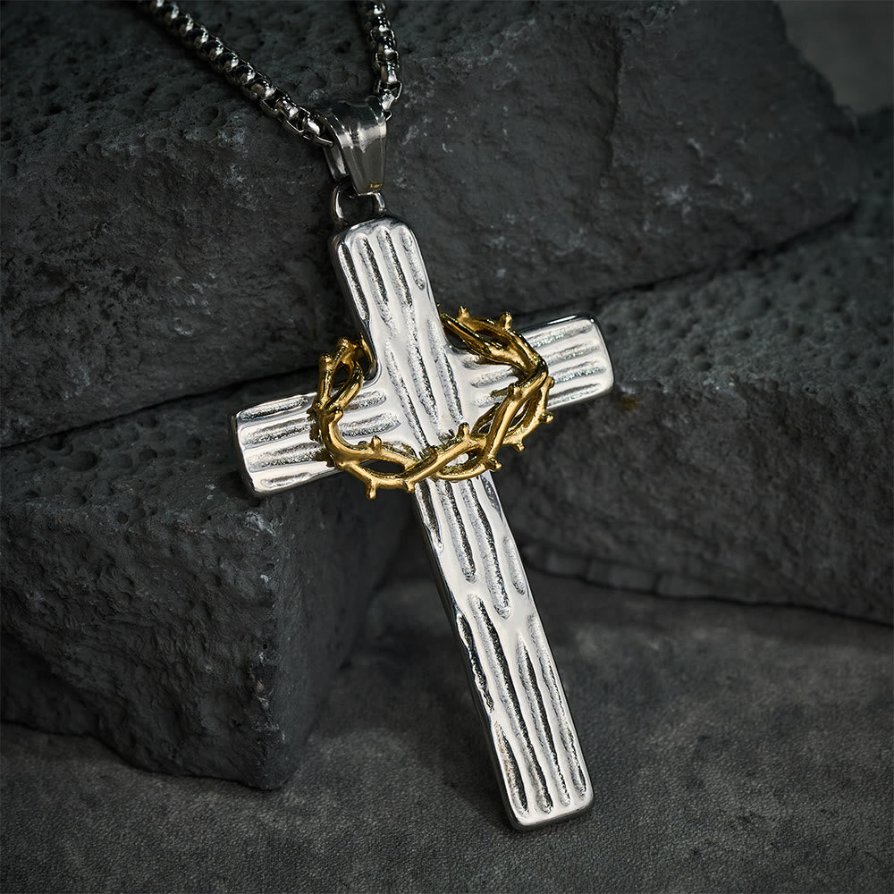 Christianartworkshop Collana con ciondolo a forma di croce con corona di spine di Gesù in stile moderno e protezione sacra - image 2