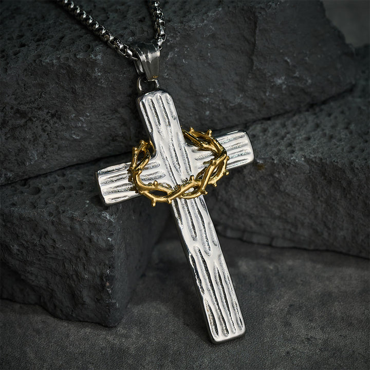 Christianartworkshop Collana con ciondolo a forma di croce con corona di spine di Gesù in stile moderno e protezione sacra - image 2