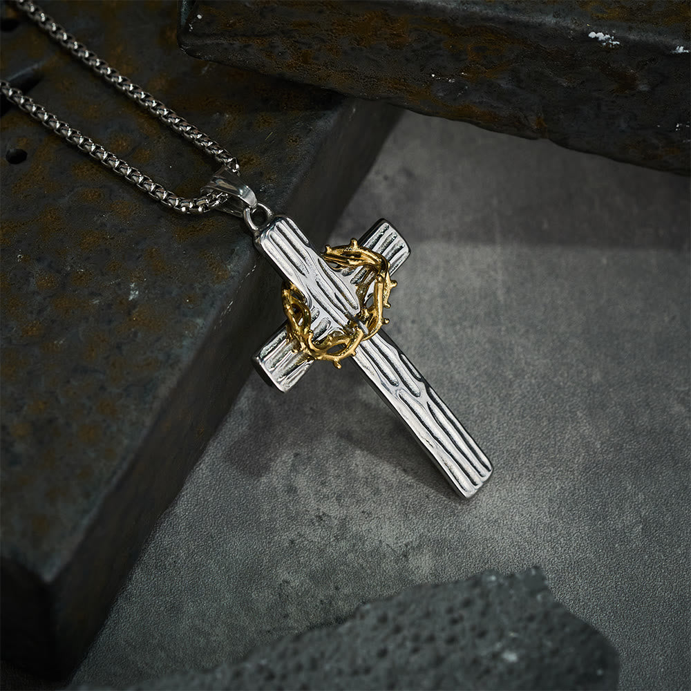 Christianartworkshop Collana con ciondolo a forma di croce con corona di spine di Gesù in stile moderno e protezione sacra - image 4