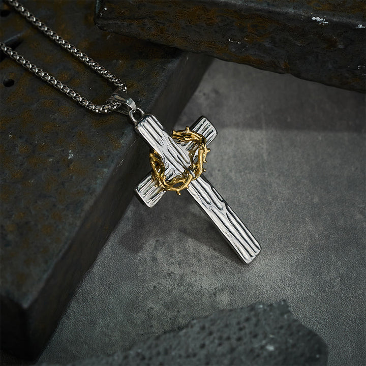 Christianartworkshop Collana con ciondolo a forma di croce con corona di spine di Gesù in stile moderno e protezione sacra - image 4