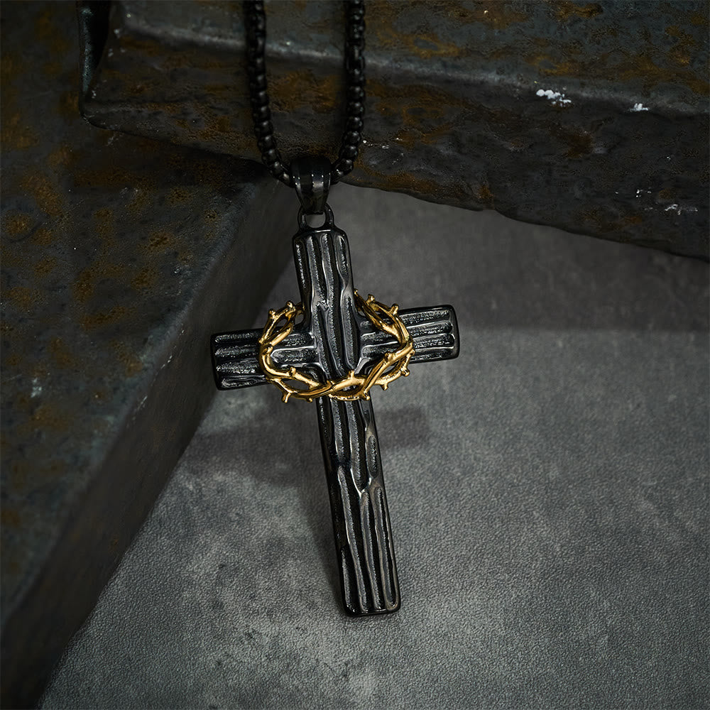Christianartworkshop Collana con ciondolo a forma di croce con corona di spine di Gesù in stile moderno e protezione sacra - image 10