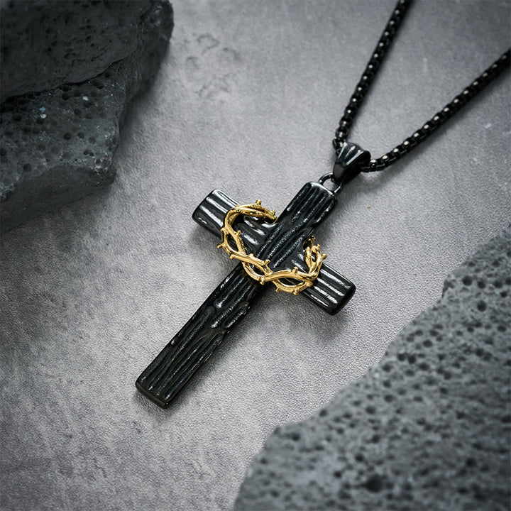 Christianartworkshop Collana con ciondolo a forma di croce con corona di spine di Gesù in stile moderno e protezione sacra - image 11