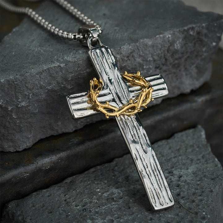 Christianartworkshop Collana con ciondolo a forma di croce con corona di spine di Gesù in stile moderno e protezione sacra - image 5