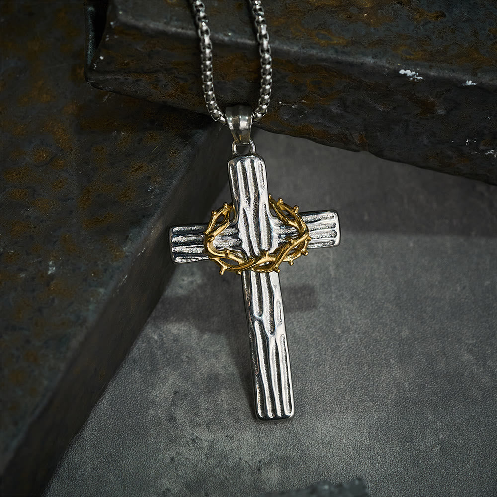 Christianartworkshop Collana con ciondolo a forma di croce con corona di spine di Gesù in stile moderno e protezione sacra - image 6