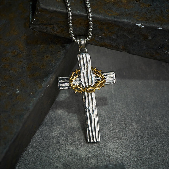 Christianartworkshop Collana con ciondolo a forma di croce con corona di spine di Gesù in stile moderno e protezione sacra - image 6