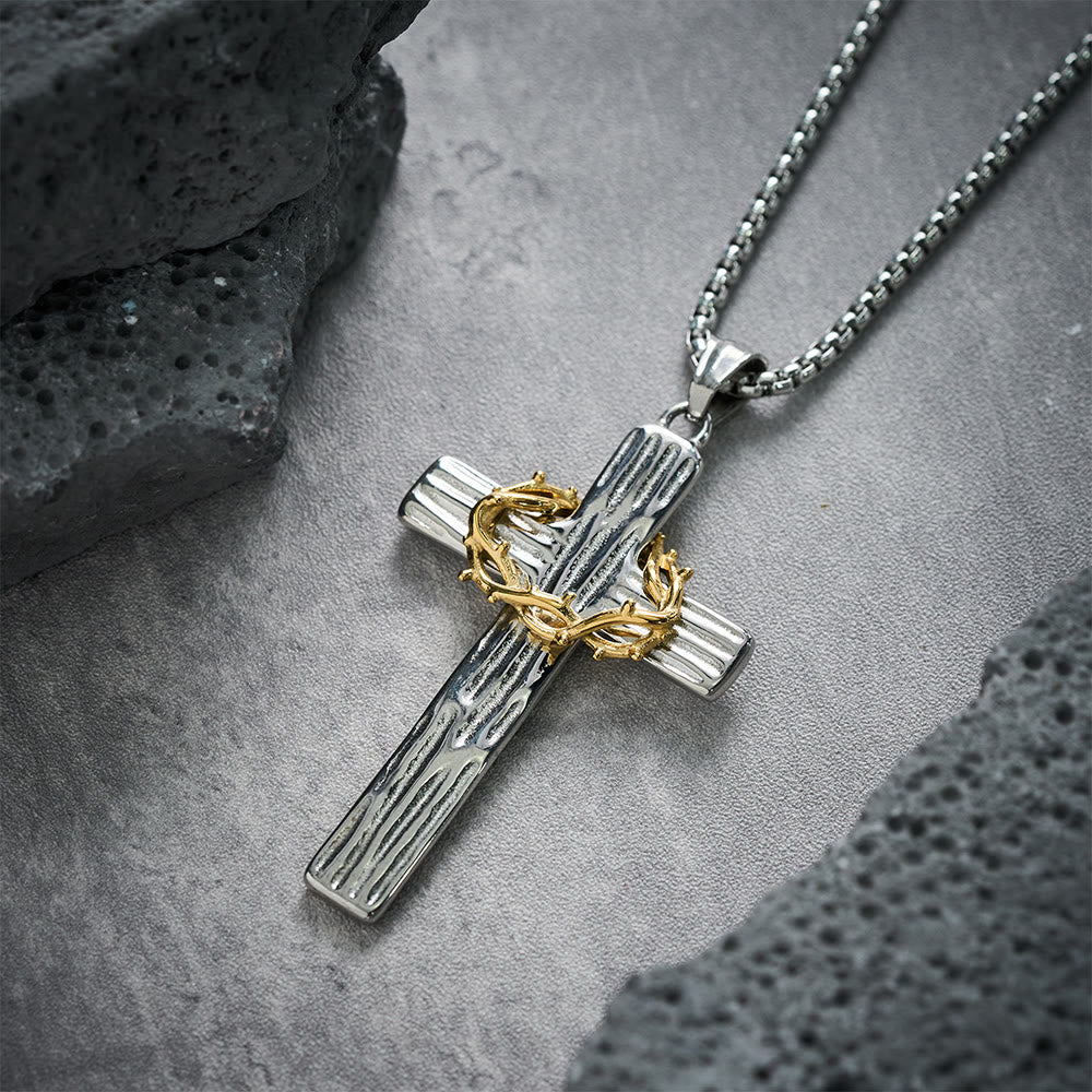 Christianartworkshop Collana con ciondolo a forma di croce con corona di spine di Gesù in stile moderno e protezione sacra - image 3