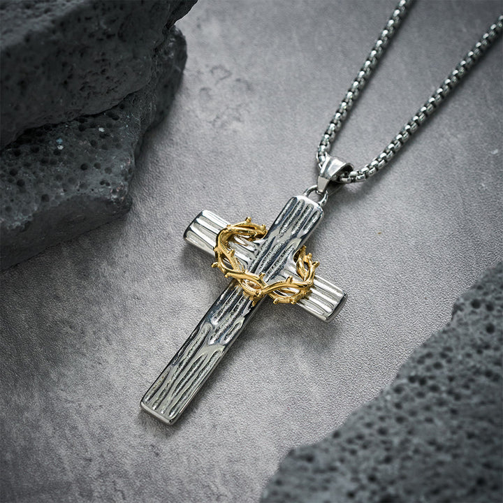 Christianartworkshop Collana con ciondolo a forma di croce con corona di spine di Gesù in stile moderno e protezione sacra - image 3