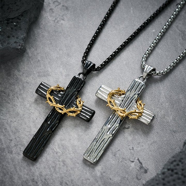 Christianartworkshop Collana con ciondolo a forma di croce con corona di spine di Gesù in stile moderno e protezione sacra - image 1