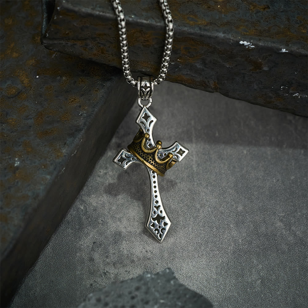 Christianartworkshop Collana con croce e corona, gioielli religiosi - image 3