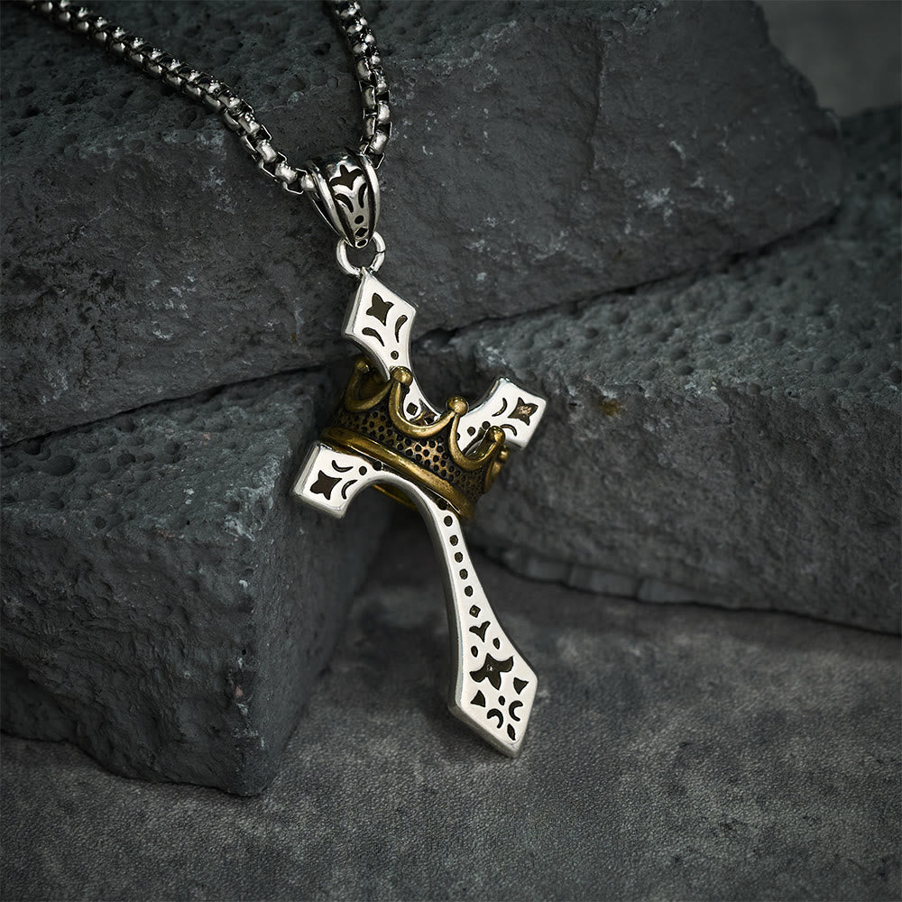 Christianartworkshop Collana con croce e corona, gioielli religiosi - Croce della Corona - image 0