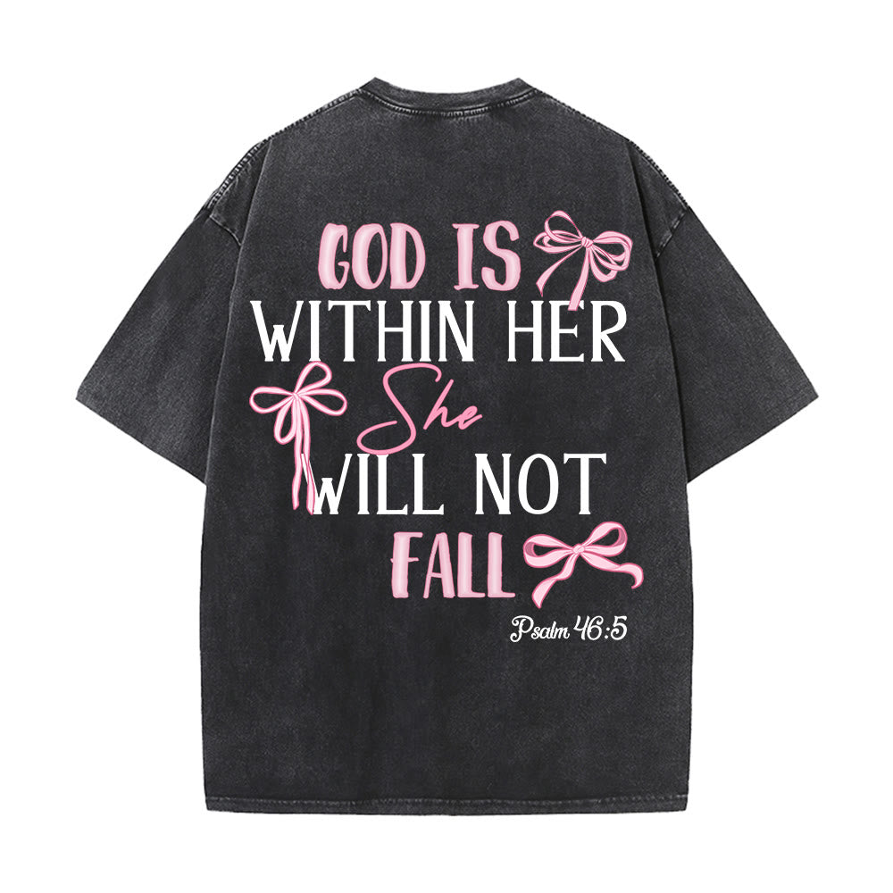 Christianartworkshop Dio è dentro di lei Salmo 46:5 T-shirt unisex lavata con fiocco - image 2