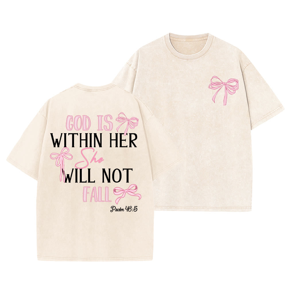Christianartworkshop Dio è dentro di lei Salmo 46:5 T-shirt unisex lavata con fiocco - Beige - 5XL - image 16