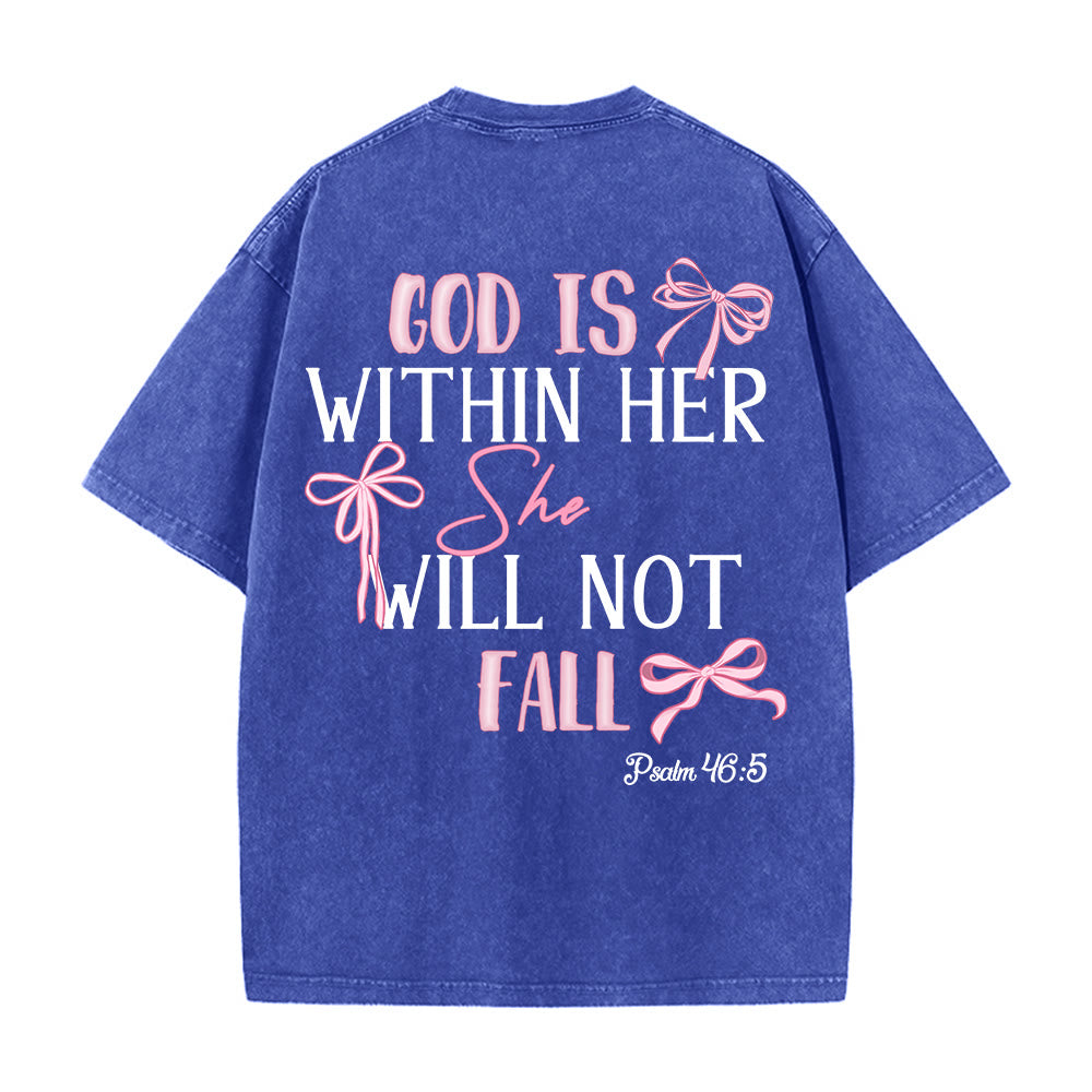Christianartworkshop Dio è dentro di lei Salmo 46:5 T-shirt unisex lavata con fiocco - image 27