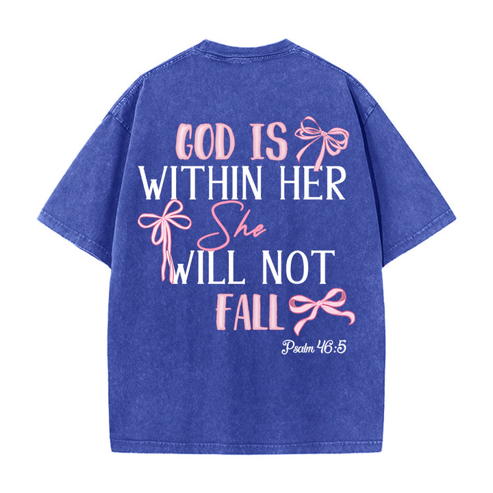 Christianartworkshop Dio è dentro di lei Salmo 46:5 T-shirt unisex lavata con fiocco - image 27