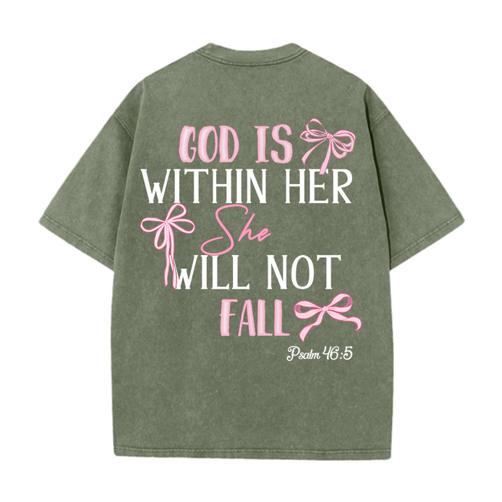 Christianartworkshop Dio è dentro di lei Salmo 46:5 T-shirt unisex lavata con fiocco - image 9