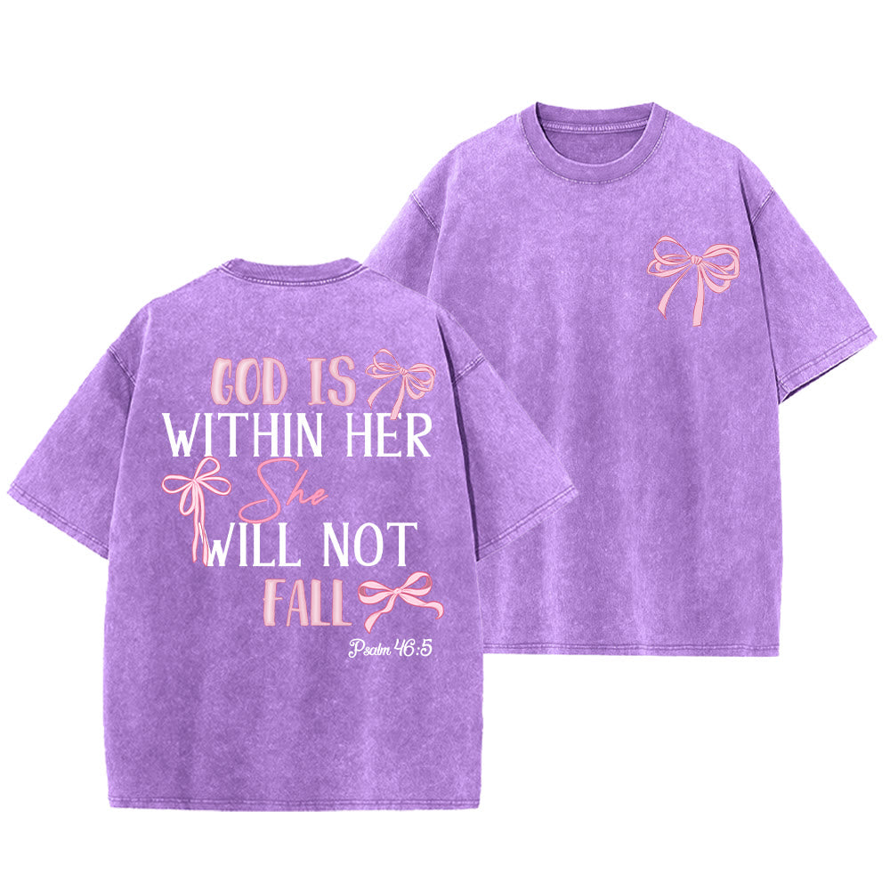 Christianartworkshop Dio è dentro di lei Salmo 46:5 T-shirt unisex lavata con fiocco - Viola - 5XL - image 22