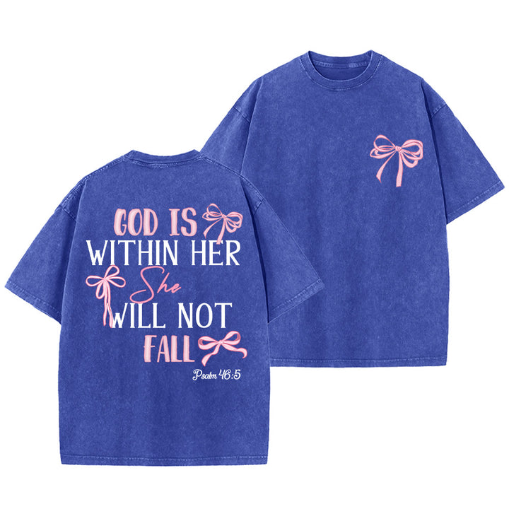 Christianartworkshop Dio è dentro di lei Salmo 46:5 T-shirt unisex lavata con fiocco - Blu - 5XL - image 25