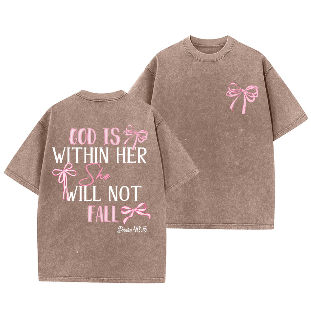 Christianartworkshop Dio è dentro di lei Salmo 46:5 T-shirt unisex lavata con fiocco - Marrone - 5XL - image 13