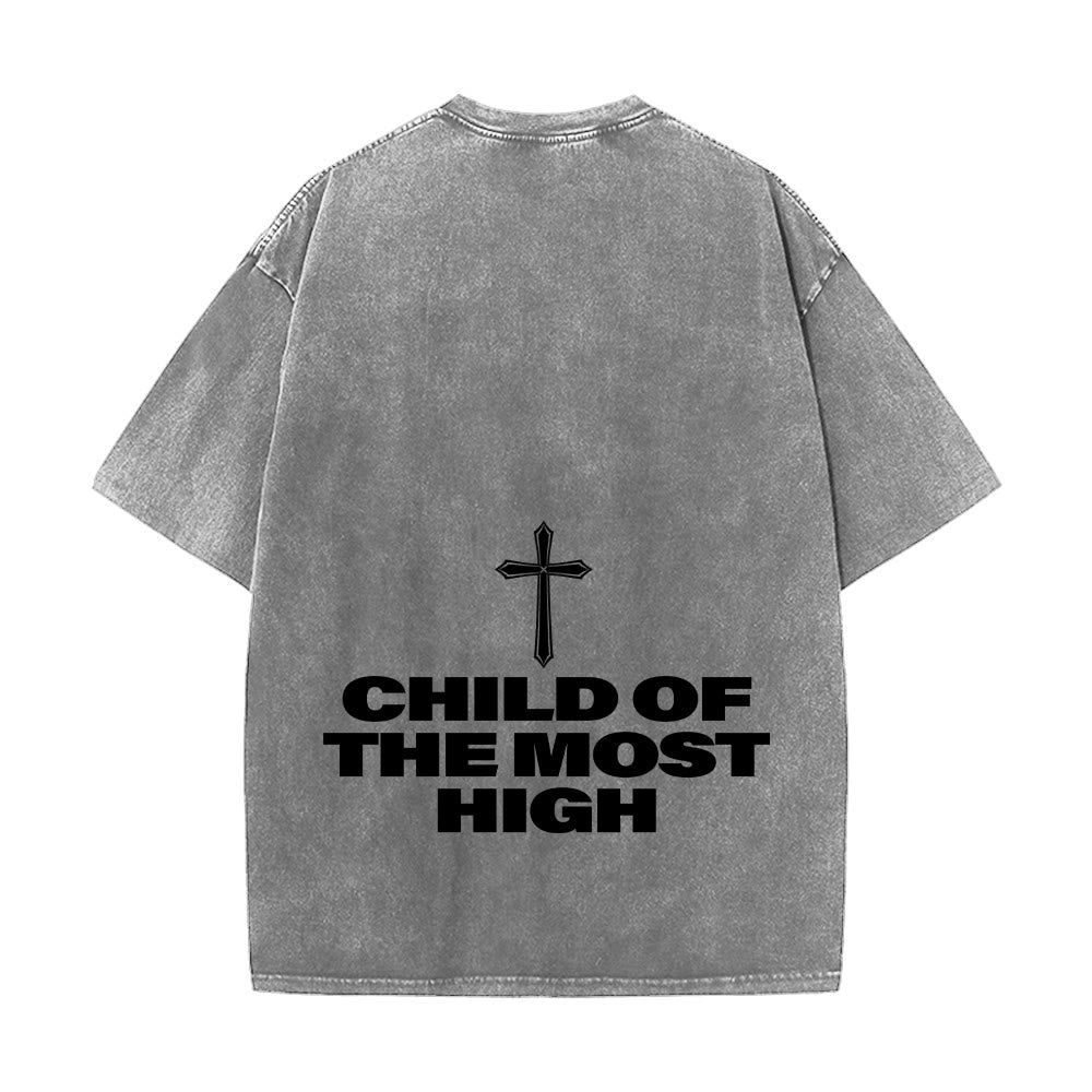 Christianartworkshop T-shirt unisex lavata con scritta in grassetto "Figlio dell'Altissimo Croce". - image 8