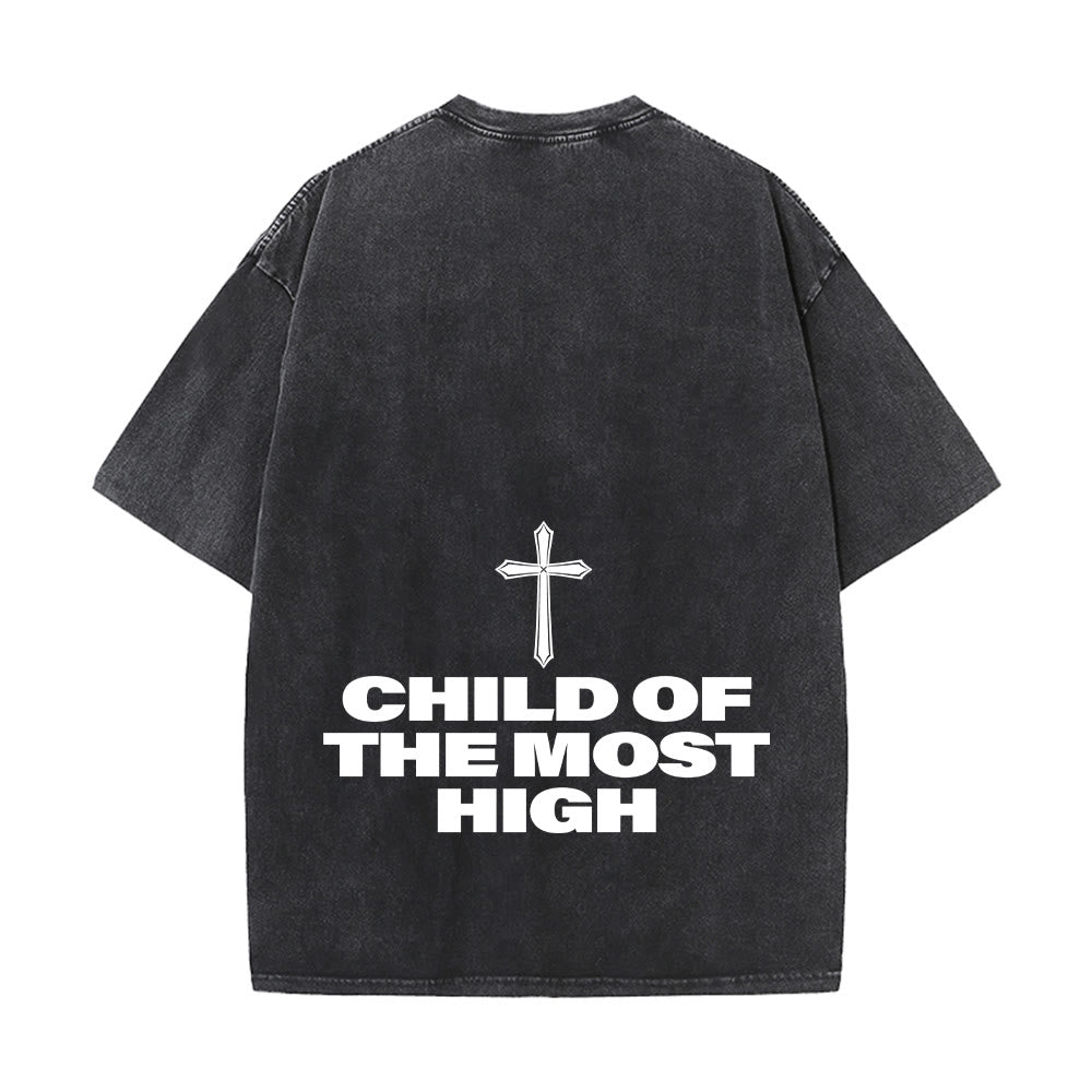 Christianartworkshop T-shirt unisex lavata con scritta in grassetto "Figlio dell'Altissimo Croce". - image 11