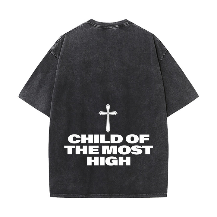 Christianartworkshop T-shirt unisex lavata con scritta in grassetto "Figlio dell'Altissimo Croce". - image 11