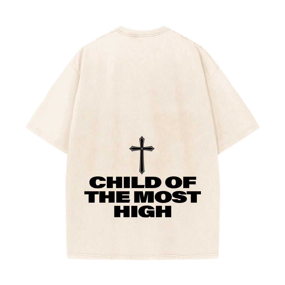 Christianartworkshop T-shirt unisex lavata con scritta in grassetto "Figlio dell'Altissimo Croce". - image 24