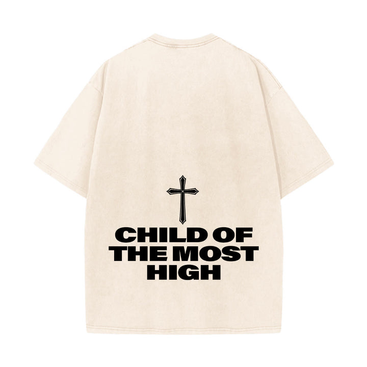 Christianartworkshop T-shirt unisex lavata con scritta in grassetto "Figlio dell'Altissimo Croce". - image 24