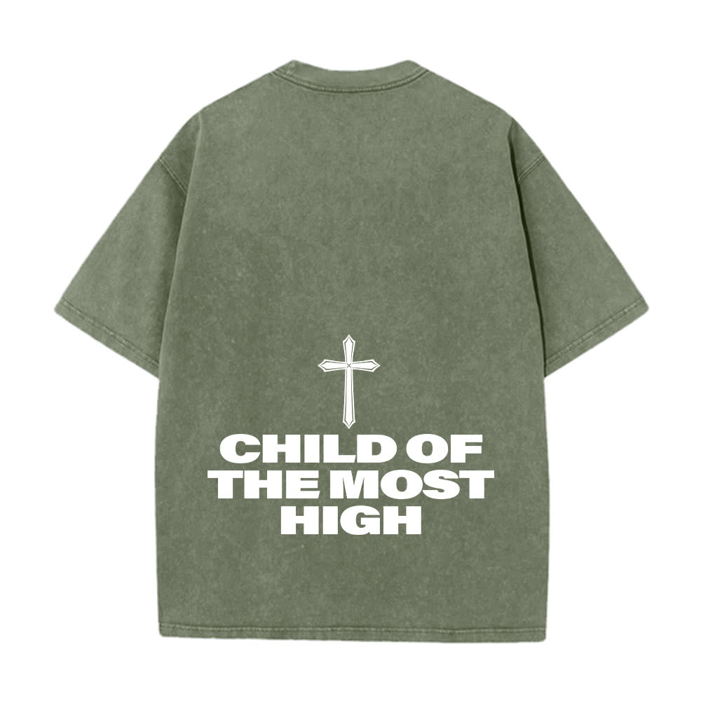 Christianartworkshop T-shirt unisex lavata con scritta in grassetto "Figlio dell'Altissimo Croce". - image 18