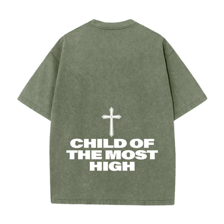 Christianartworkshop T-shirt unisex lavata con scritta in grassetto "Figlio dell'Altissimo Croce". - image 18
