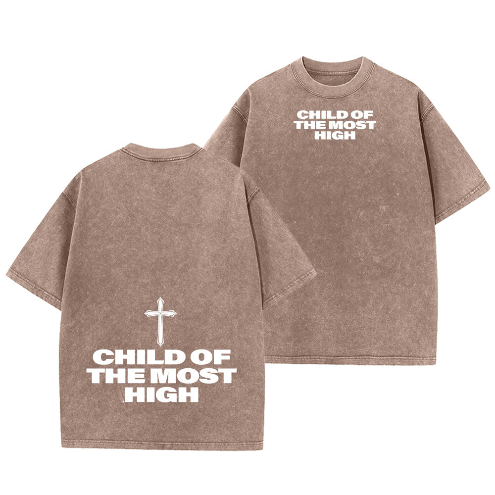 Christianartworkshop T-shirt unisex lavata con scritta in grassetto "Figlio dell'Altissimo Croce". - Marrone - 5XL - image 19
