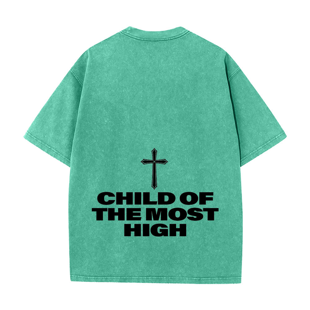 Christianartworkshop T-shirt unisex lavata con scritta in grassetto "Figlio dell'Altissimo Croce". - image 2