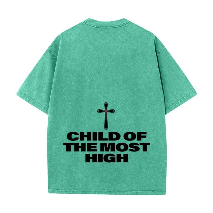 Christianartworkshop T-shirt unisex lavata con scritta in grassetto "Figlio dell'Altissimo Croce". - image 2
