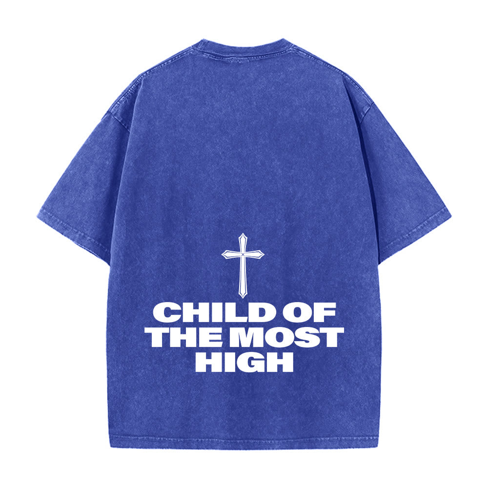 Christianartworkshop T-shirt unisex lavata con scritta in grassetto "Figlio dell'Altissimo Croce". - image 5