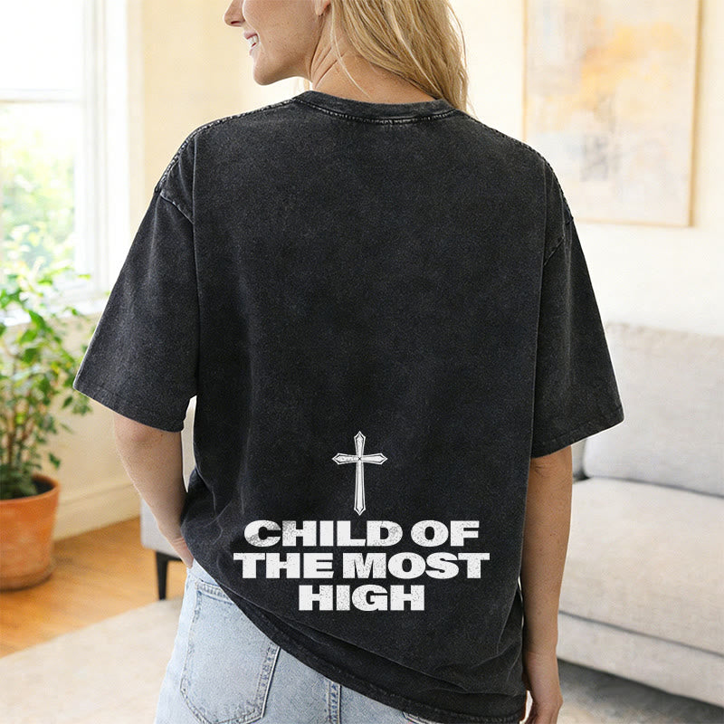 Christianartworkshop T-shirt unisex lavata con scritta in grassetto "Figlio dell'Altissimo Croce". - image 15