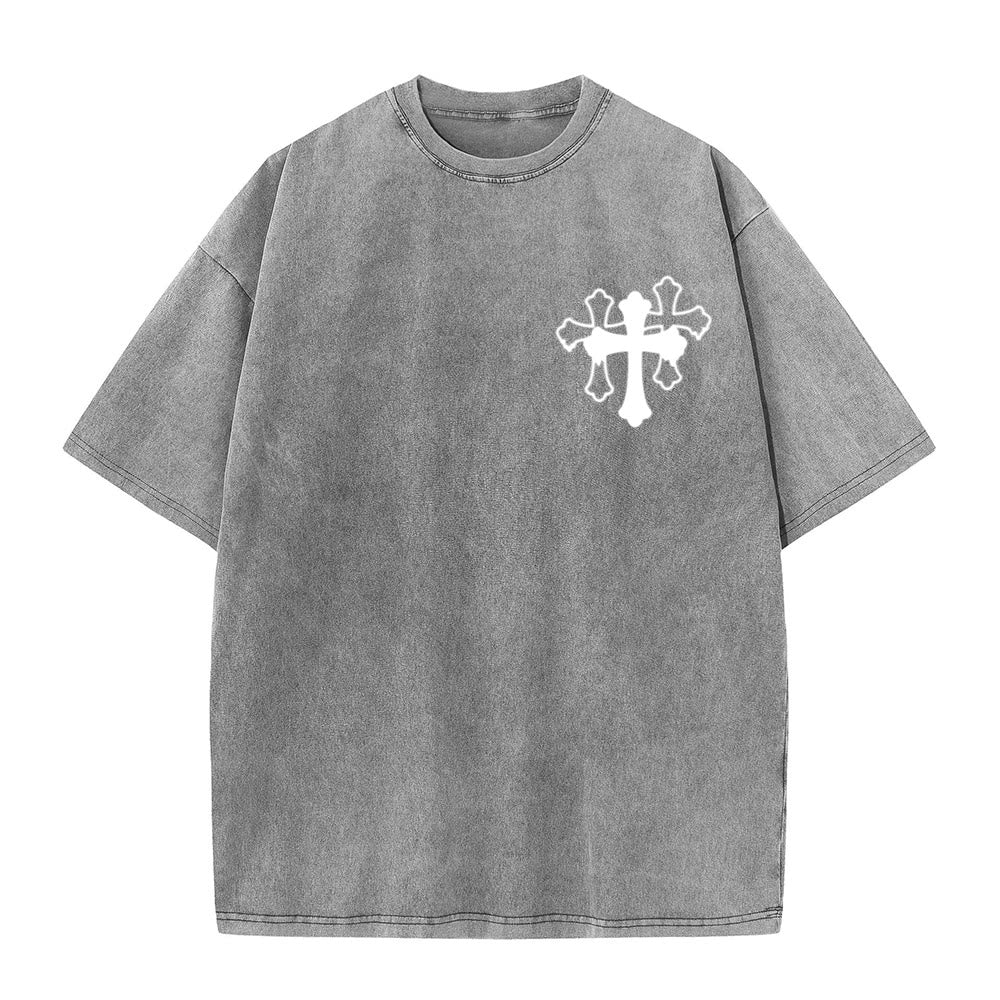 Christianartworkshop Moves Silent Prayers Loud Stylized Cross Mixed Lettering Unisex Washed T-shirt - image 13