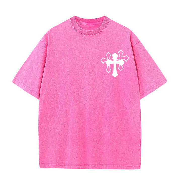 Christianartworkshop Moves Silent Prayers Loud Stylized Cross Mixed Lettering Unisex Washed T-shirt - image 4