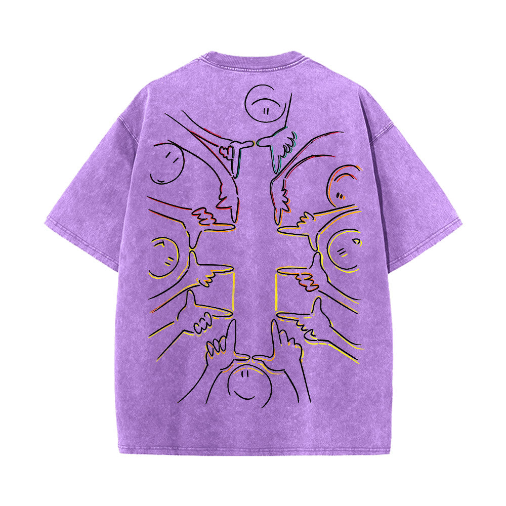 Christianartworkshop T-shirt unisex lavata con disegno a linea della figura umana e croce dell'unità - image 17